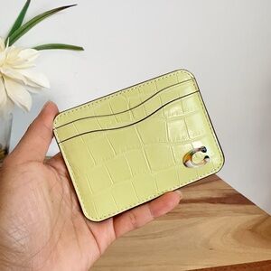 NWT Coach Wavy Card Case In Croc Embossed Coachtopia Leather